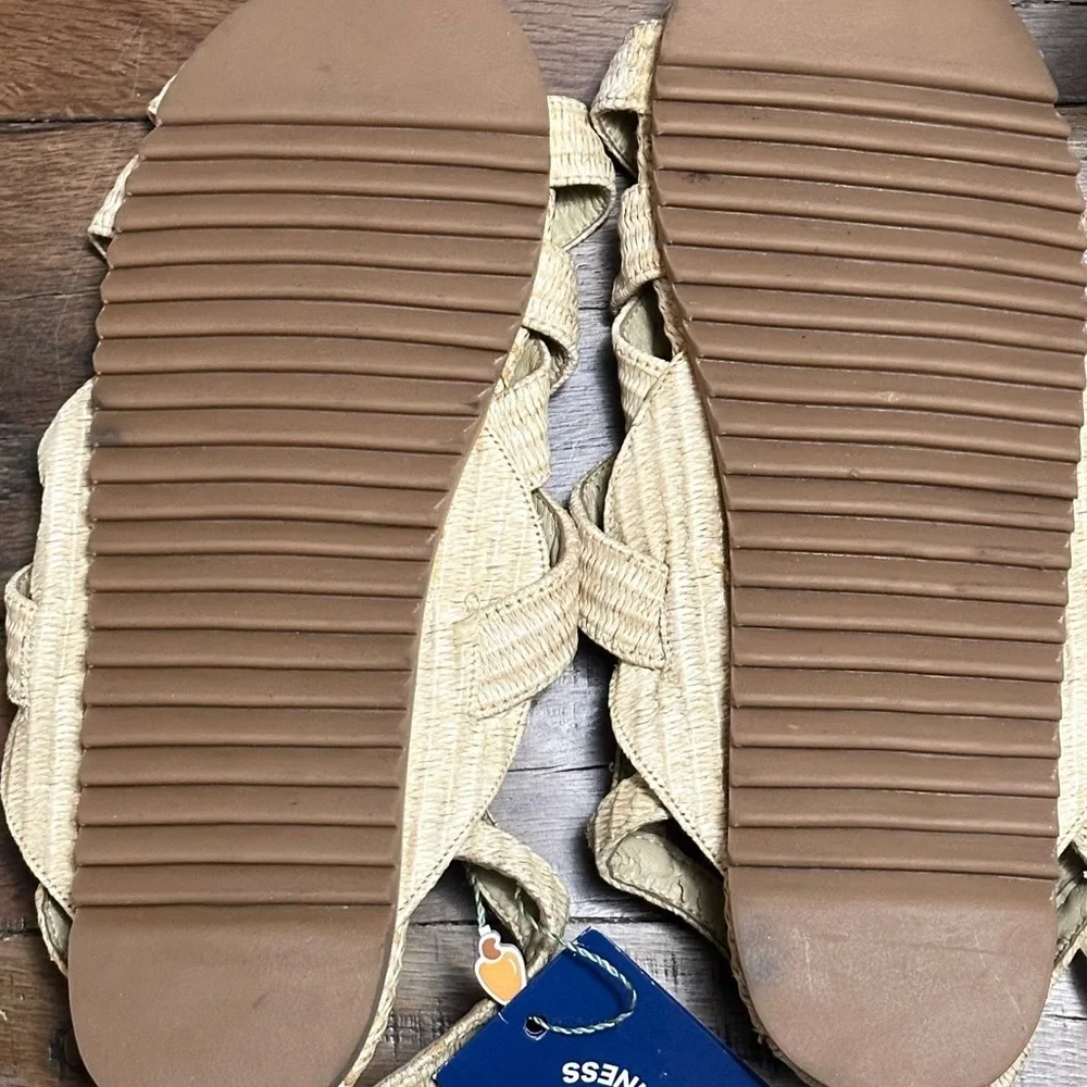 Farm Rio Synthetic Raffia Zigzag Sandals Size 13 Women's Cream